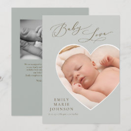 Anúncio de Nascimento com Foto de Coração Neutro A