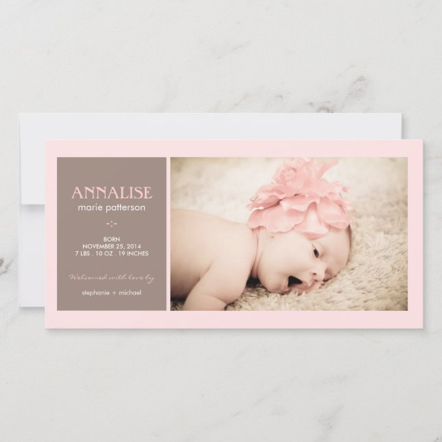 Anúncio de Nascimento da Bebê Foto de Momento Espe (Frente)