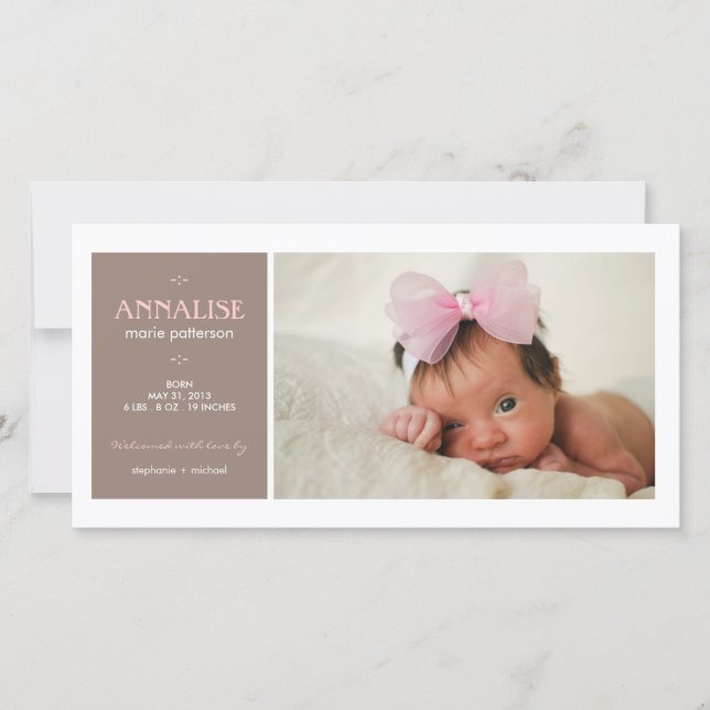 Anúncio de Nascimento da Bebê Foto de Momento Espe (Frente)
