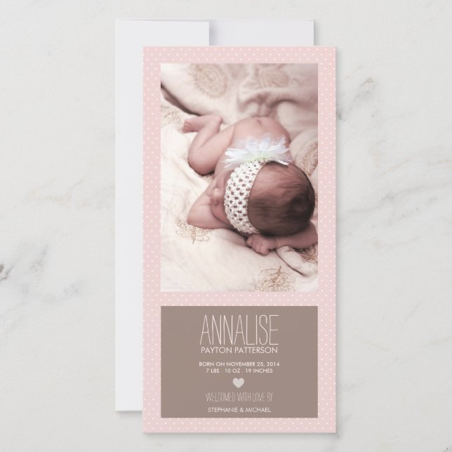 Anúncio de Nascimento da Bebê Fotográfica de Momen (Frente)