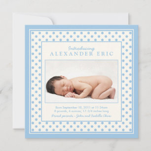Anúncio de Nascimento da Bolinhas Blue Baby Boy
