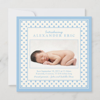 Anúncio de Nascimento da Bolinhas Blue Baby Boy