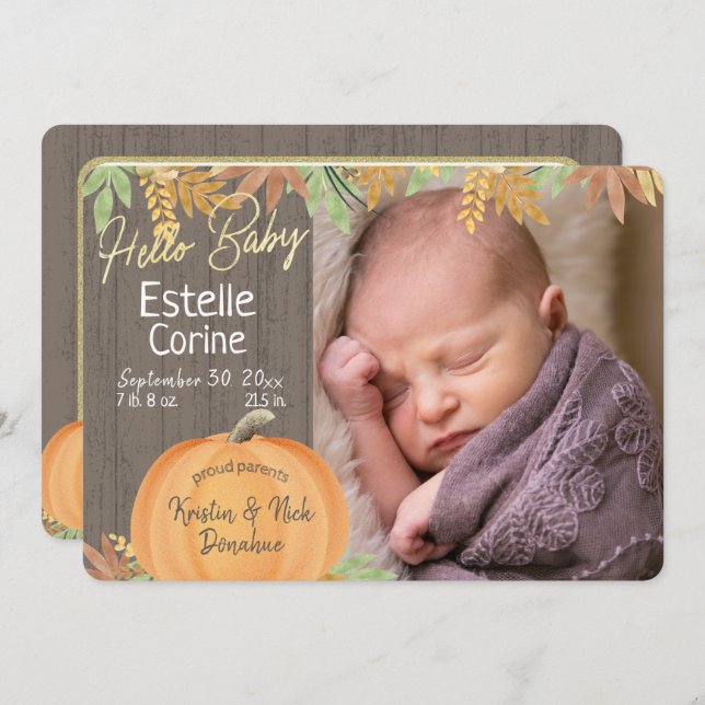 Anúncio de Nascimento da Bomba e Obrigado (Frente/Verso)