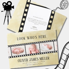 Anúncio de Nascimento da Colagem de Fotos da Fita 