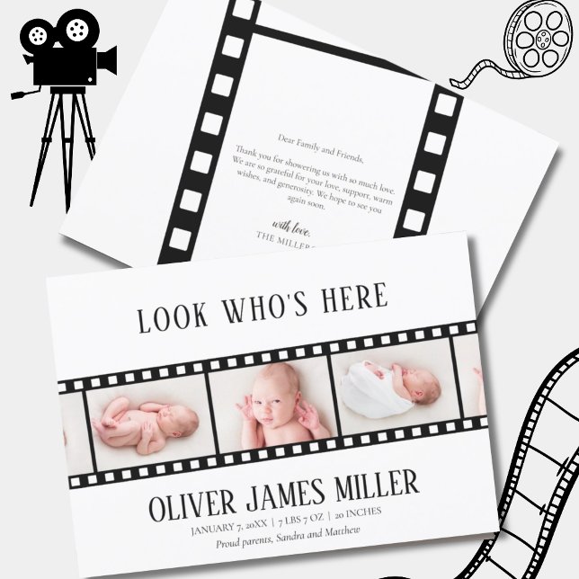 Anúncio de Nascimento da Colagem de Fotos da Fita  (Criador carregado)