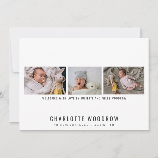 Anúncio de nascimento da Colagem de Fotos da Menin (Frente)