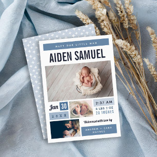 Anúncio de Nascimento da Colagem de Fotos do Home