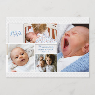 Anúncio de Nascimento da Colagem de Fotos Escalada