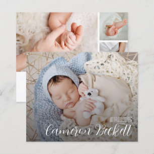 Anúncio de Nascimento da Colagem de Fotos Múltipla