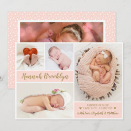 Anúncio de nascimento da Colagem de Fotos Rosa e D