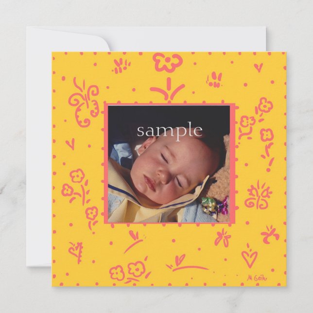 Anúncio de Nascimento da Flor Amarela e Salmão (Frente)