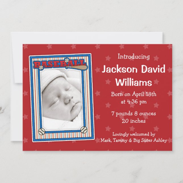 Anúncio de Nascimento da Foto Baseball (Frente)