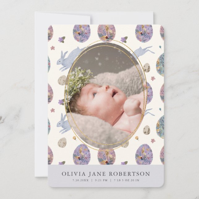 Anúncio de Nascimento da Foto Bunny & Egg Girl (Frente)