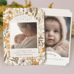 Anúncio de Nascimento da Foto com Flower Fall 2