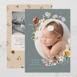 Anúncio de Nascimento da Foto de Flor Selvagem Azu