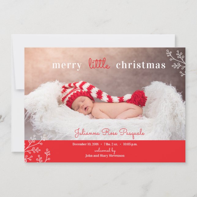 Anúncio de Nascimento da Foto de Natal feliz (Frente)