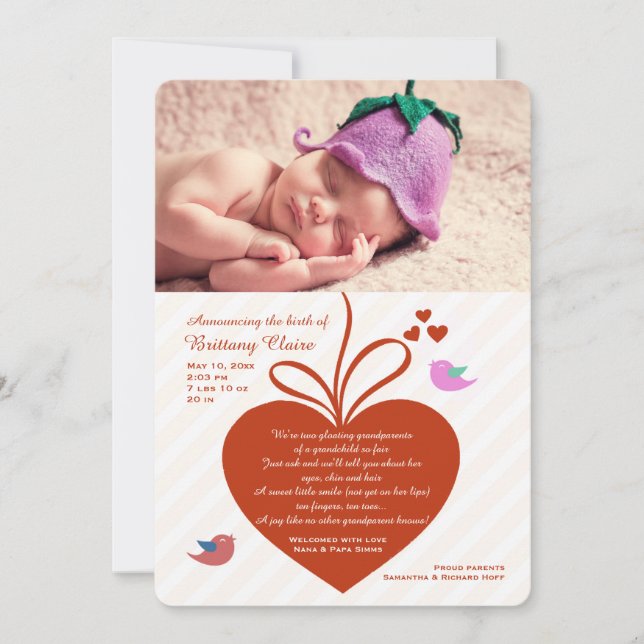 Anúncio de Nascimento da Foto do Amor do Avô (Frente)