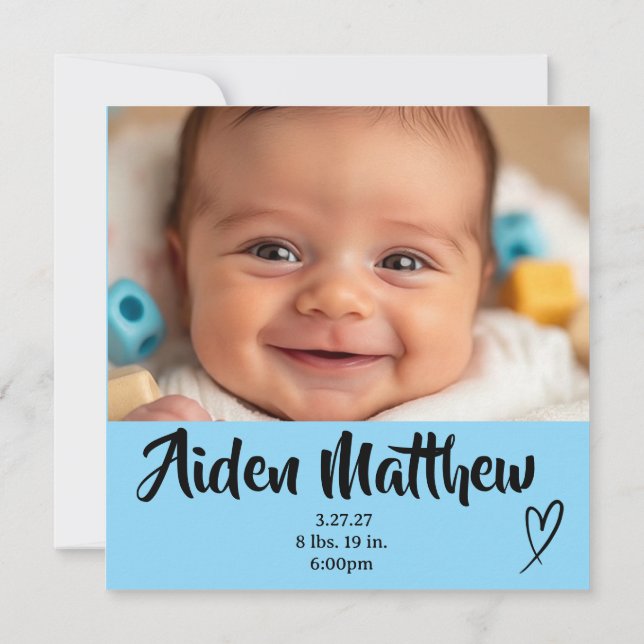 Anúncio de Nascimento da Foto do Baby Boy (Verso)