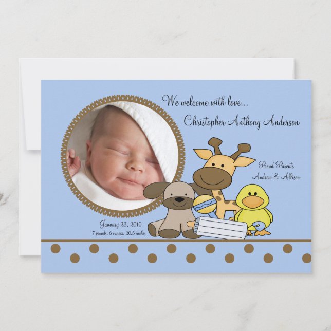 Anúncio de Nascimento da FOTO do Baby Boy Toys (Frente)