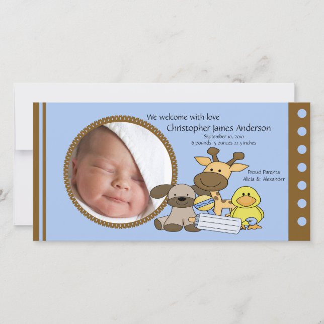 Anúncio de Nascimento da FOTO do Baby Boy Toys (Frente)