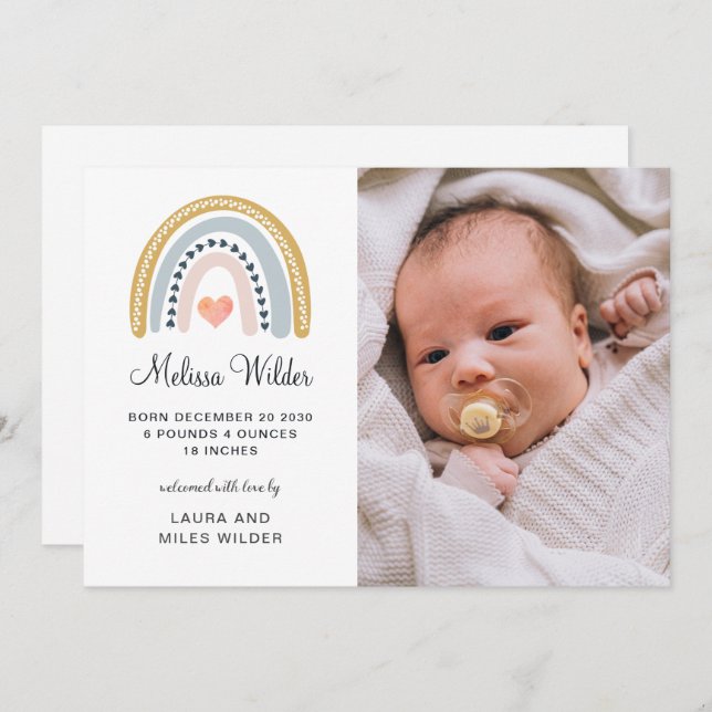 Anúncio de Nascimento da Foto do Bebê (Frente/Verso)
