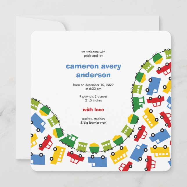 Anúncio de Nascimento da Foto do Bebê do Transport (Frente)