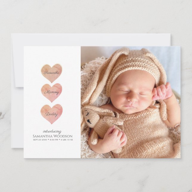 Anúncio de Nascimento da Foto do Bebê Moderno (Frente)