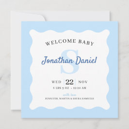 Anúncio de Nascimento da Foto do Blue Baby Boy