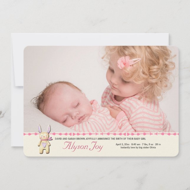 Anúncio de Nascimento da Foto do Coelhinho (Frente)