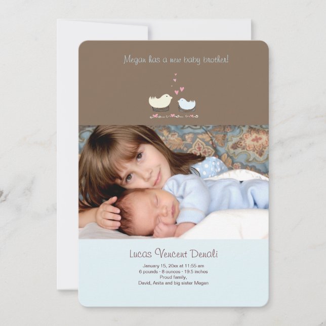 Anúncio de Nascimento da Foto do Irmão Pequeno (Frente)