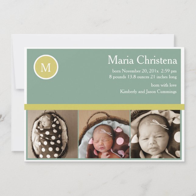 Anúncio de Nascimento da Foto do Neto Verde da Hip (Frente)