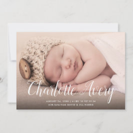 Anúncio de Nascimento da Foto do Nome da Caligrafi