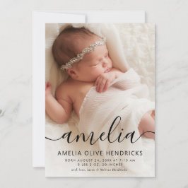 Anúncio de Nascimento da Foto do Nome da Caligrafi