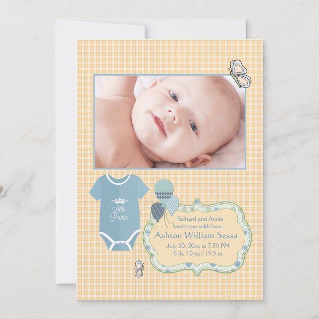 Anúncio de Nascimento da Foto do Príncipe (Frente)