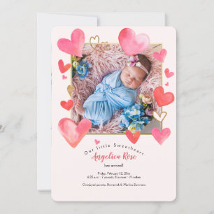 Anúncio de Nascimento da Foto do Quadro do Coraç