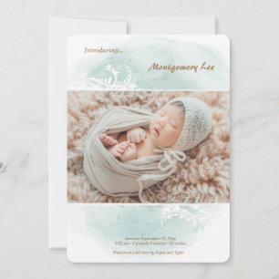 Anúncio de Nascimento da Foto Floral Grunge