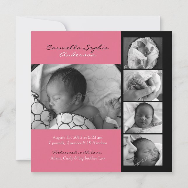 Anúncio de Nascimento da Foto Moderna (Frente)