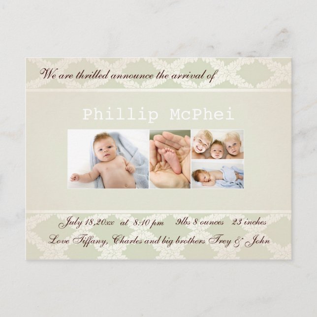 Anúncio de Nascimento da Foto Real (Frente)