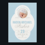 Anúncio de Nascimento da Frame do Baby Boy Vintage<br><div class="desc">Apresente o seu novo bebê com este anúncio de nascimento inspirado em cinzas de carvão. A design para este cartão de anúncio de nascimento foi inspirada por etiquetas vintage do início do 20 século, com uma curva, um quadro de ornamentado e pequenos detalhes perfeitos, é uma maneira excelente de anunciar...</div>