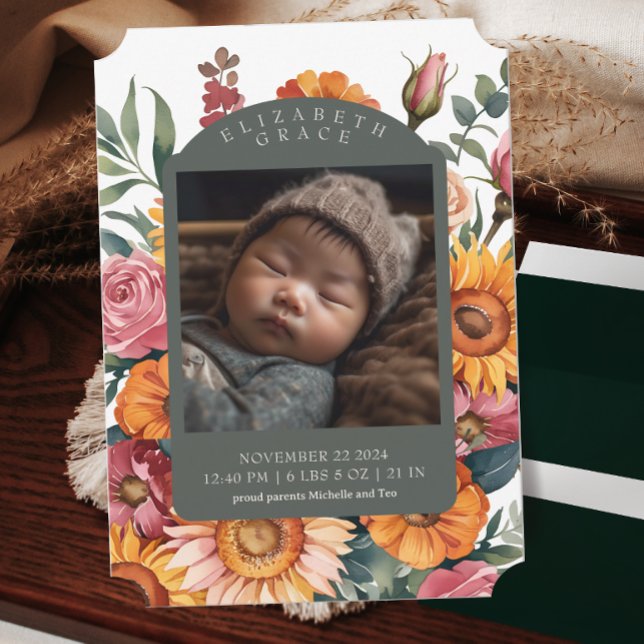 Anúncio de Nascimento da Fronteira Floral de Queda (Criador carregado)