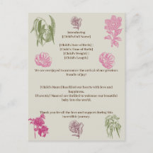 Anúncio de Nascimento da Garota Eucalyptus Botânic