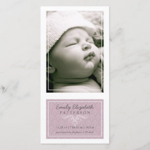 Anúncio de Nascimento da Lilac & White Baby Girl