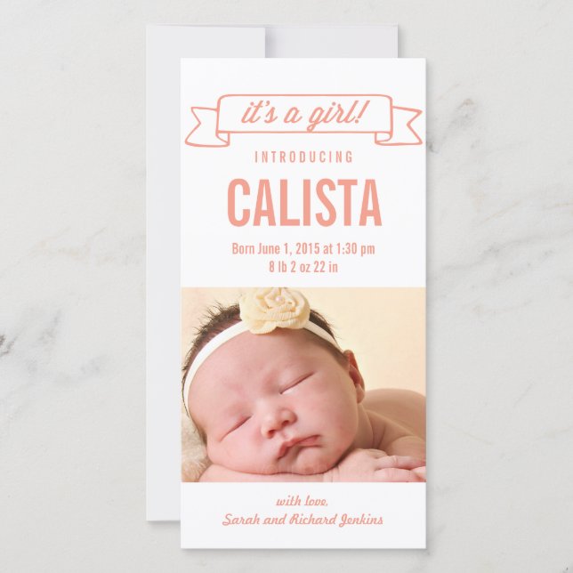 Anúncio de Nascimento da Menina Banner Encantadora (Frente)