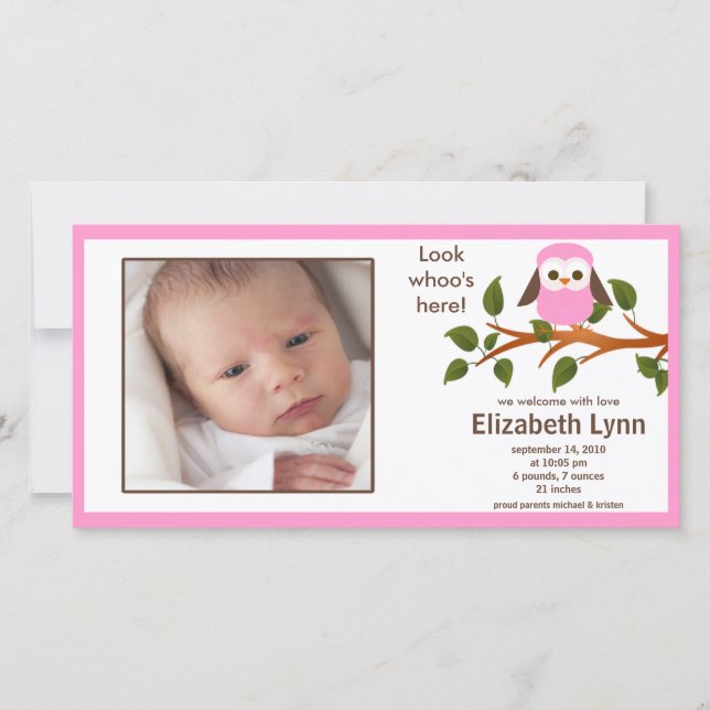 Anúncio de Nascimento da Menina de Coroa Rosa (Frente)