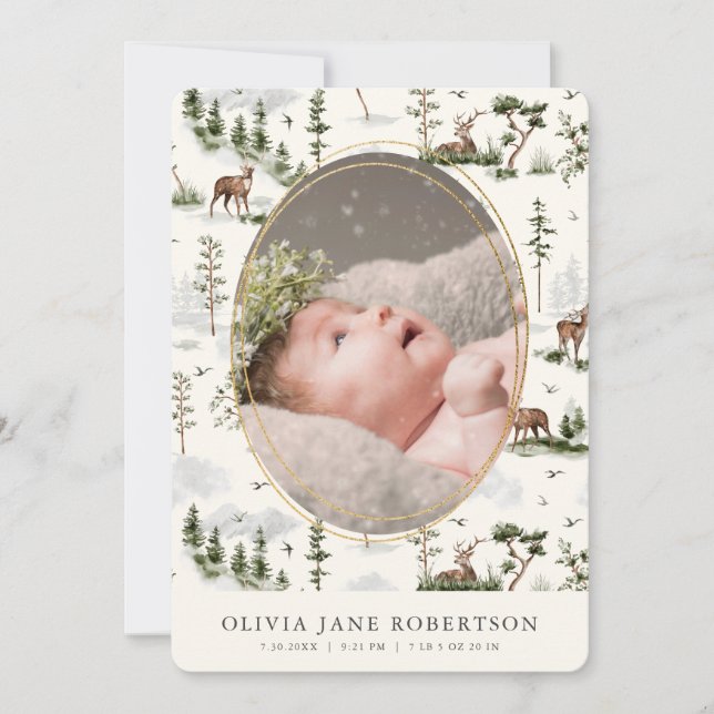 Anúncio de Nascimento da Montanha de Deer Forest (Frente)