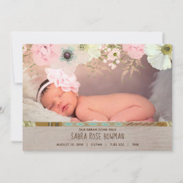 Anúncio de Nascimento da Pena Floral Boho Rustic