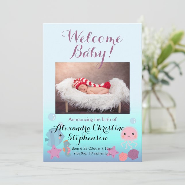 Anúncio de nascimento da Sea Beach Girl (Em pé/Frente)