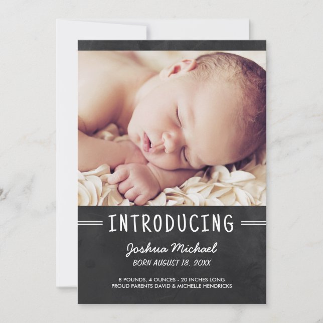 Anúncio de nascimento de 1 Foto em Carta de Quadro (Frente)