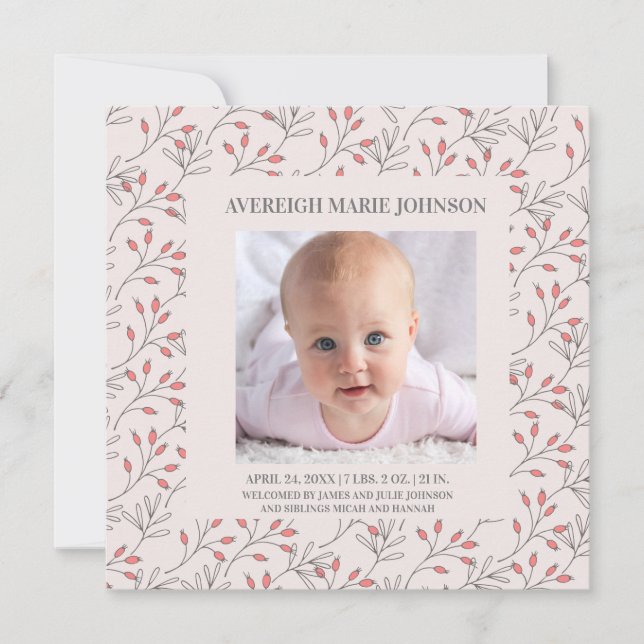 Anúncio de Nascimento de Bebê Branca Suave (Frente)