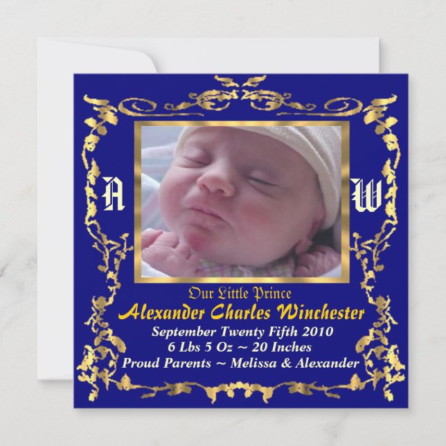 Anúncio de nascimento de bebê charmoso e exclusivo (Frente)